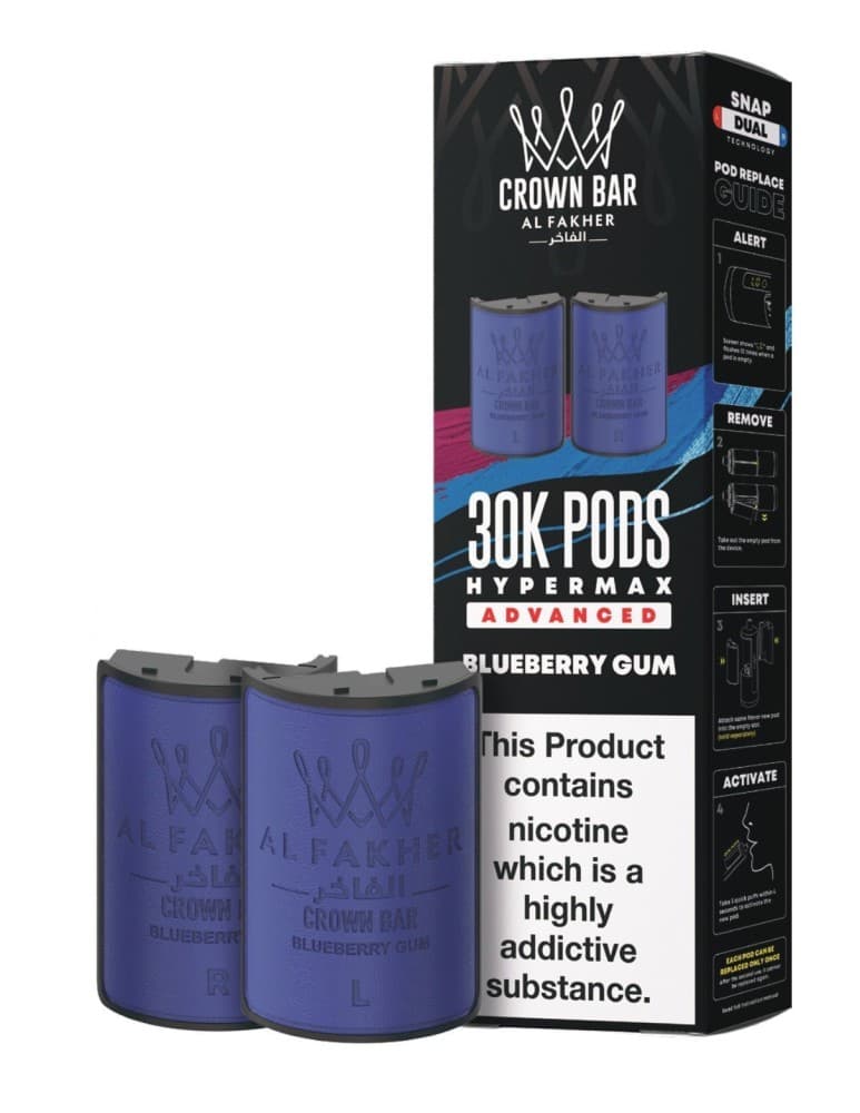  Blueberry Gum Al Fakher 30k Hypermax Refill Replacement Pods Pack of 5