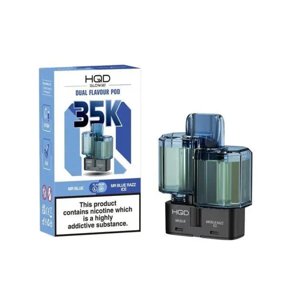  Mr Blue/Mr Blue Razz Ice HQD Glow Air 35K Prefilled Pods