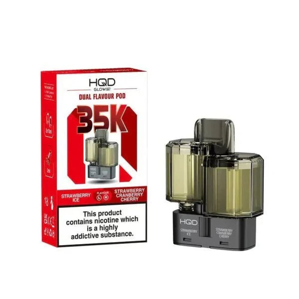 Strawberry Ice/Strawberry Cherry Cranberry HQD Glow Air 35K Prefilled Pods