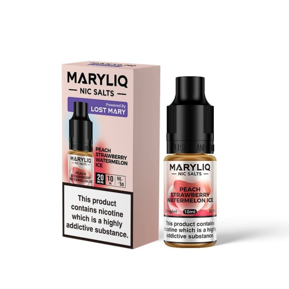  Peach Strawberry Watermelon Ice / 20MG Lost Mary Maryliq Nic Salts 10ml - Box of 10