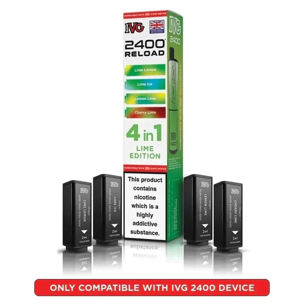  Lime Edition IVG 2400 Reload 4 in 1 Prefilled Pods Pack of 5