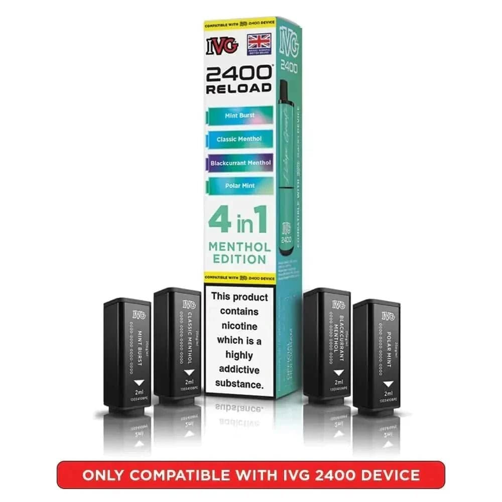  Menthol Edition IVG 2400 Reload 4 in 1 Prefilled Pods Pack of 5