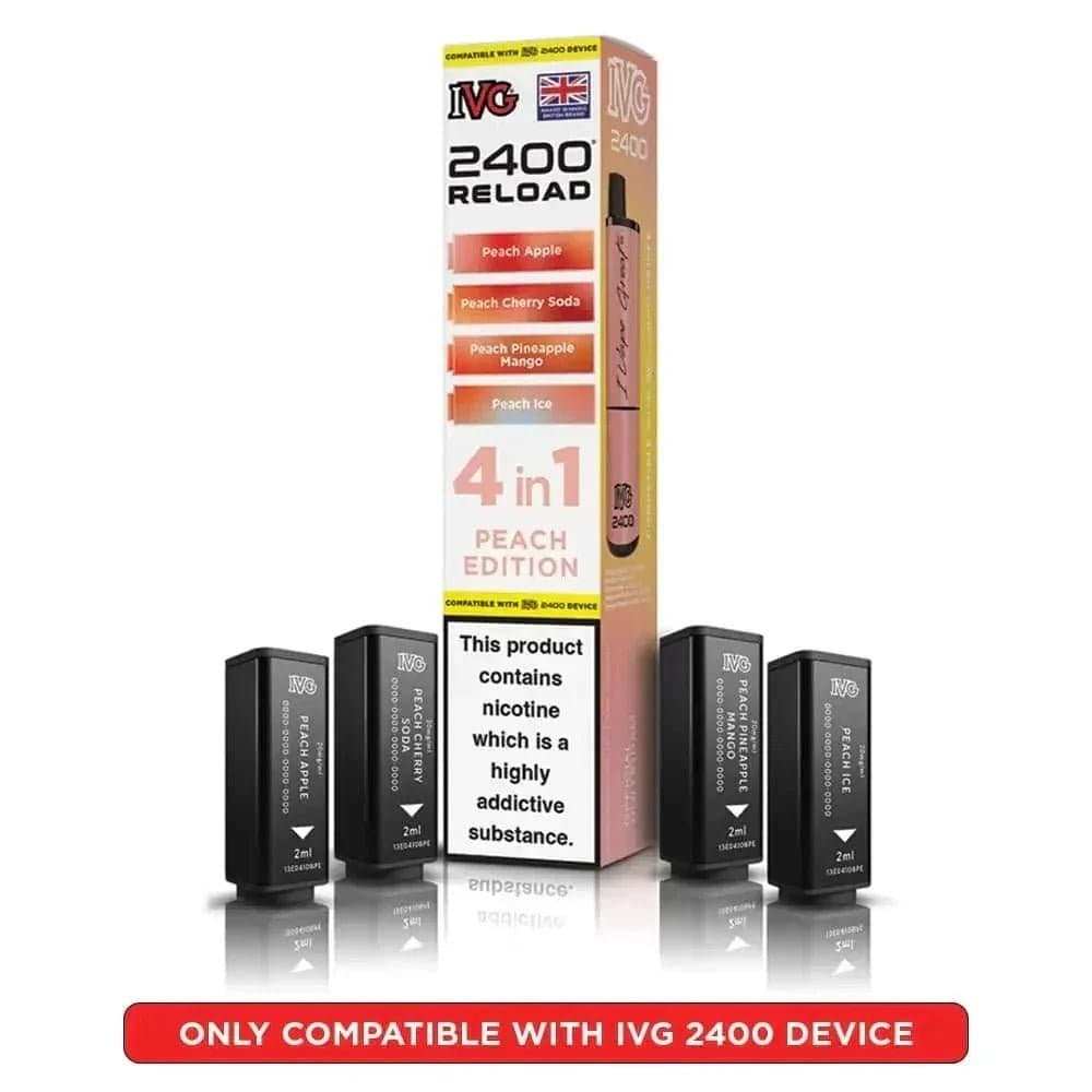  Peach Edition IVG 2400 Reload 4 in 1 Prefilled Pods Pack of 5