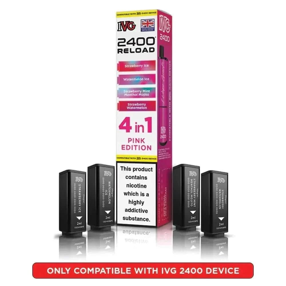  Pink Edition IVG 2400 Reload 4 in 1 Prefilled Pods Pack of 5