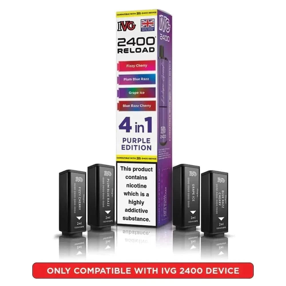  Purple Edition IVG 2400 Reload 4 in 1 Prefilled Pods Pack of 5