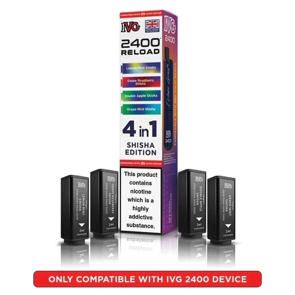  Shisha Edition IVG 2400 Reload 4 in 1 Prefilled Pods Pack of 5