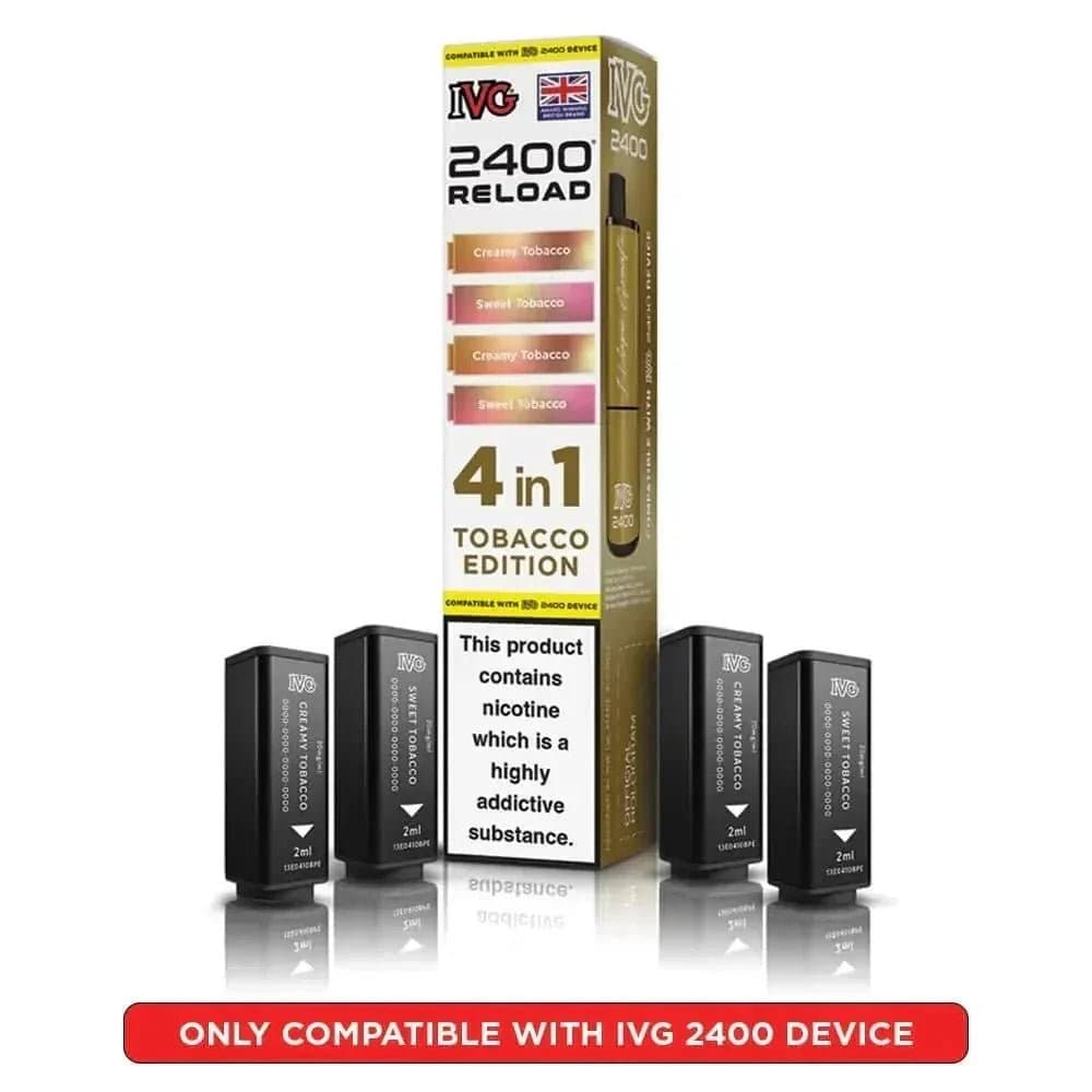  Tobacco Edition IVG 2400 Reload 4 in 1 Prefilled Pods Pack of 5