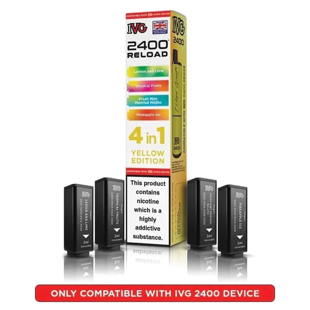  Yellow Edition IVG 2400 Reload 4 in 1 Prefilled Pods Pack of 5