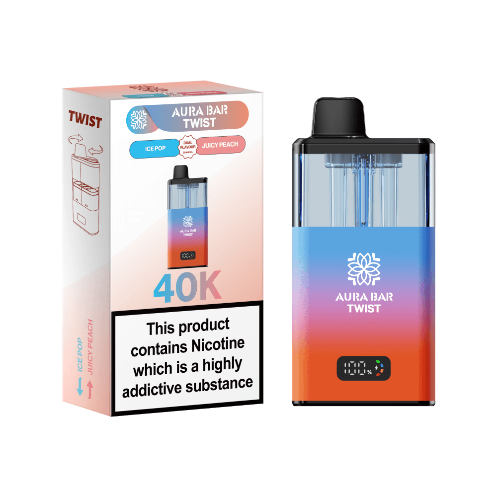  Ice Pop / Juicy Peach Aura Bar Twist 40k Prefilled Pod Vape Kit