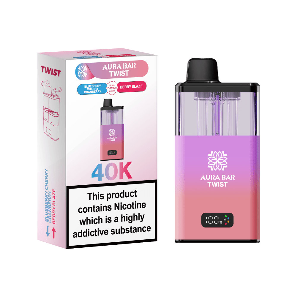  Blueberry Cherry Cranberry / Berry Blaze Aura Bar Twist 40k Prefilled Pod Vape Kit
