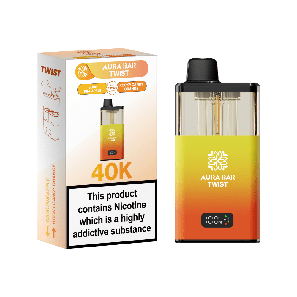  Sour Pineapple / Rocky Candy Orange Aura Bar Twist 40k Prefilled Pod Vape Kit