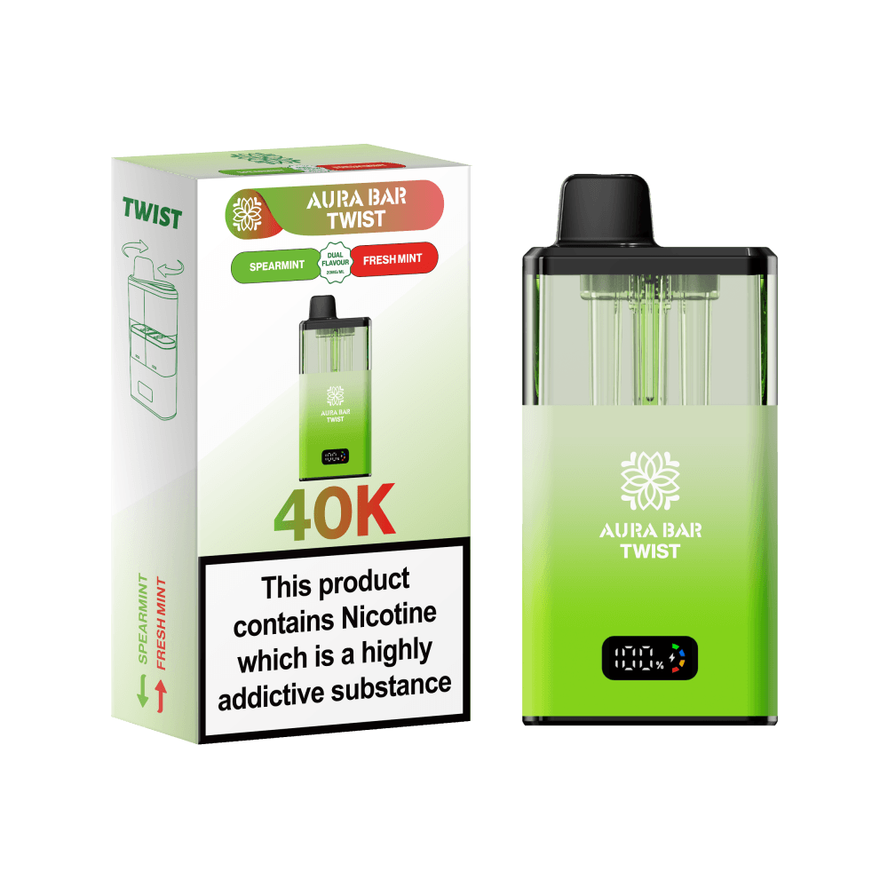  Spearmint / Fresh Mint Aura Bar Twist 40k Prefilled Pod Vape Kit