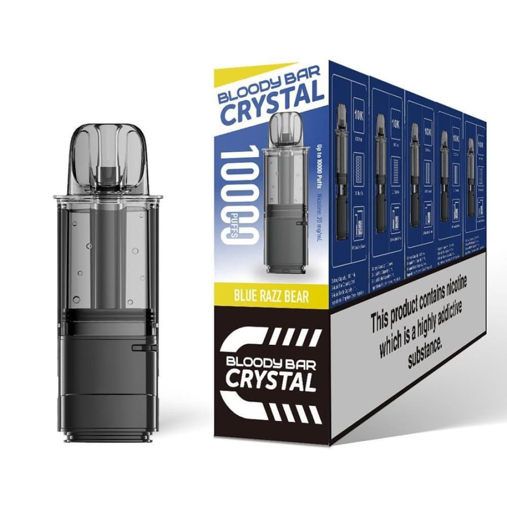  Blue Razz Bear Bloody Bar Crystal 10k Replacement Pods Pack of 5