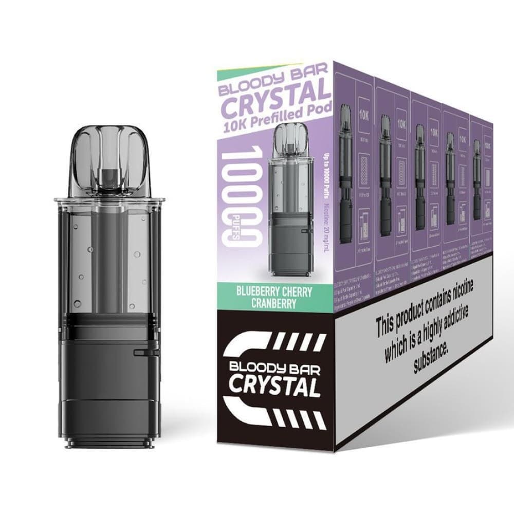  Blueberry Cherry Cranberry Bloody Bar Crystal 10k Replacement Pods Pack of 5