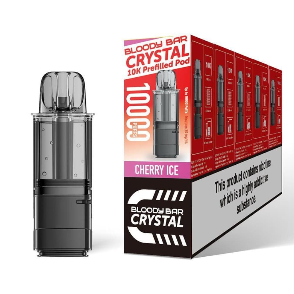  Cherry Ice Bloody Bar Crystal 10k Replacement Pods Pack of 5