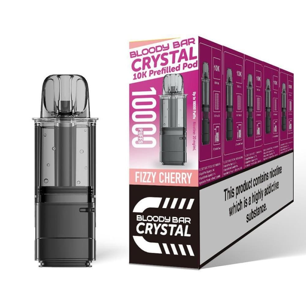  Fizzy Cherry Bloody Bar Crystal 10k Replacement Pods Pack of 5