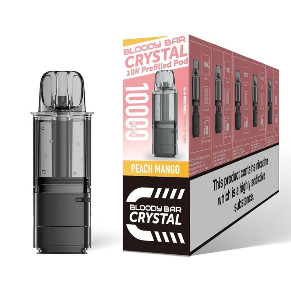  Peach Mango Bloody Bar Crystal 10k Replacement Pods Pack of 5