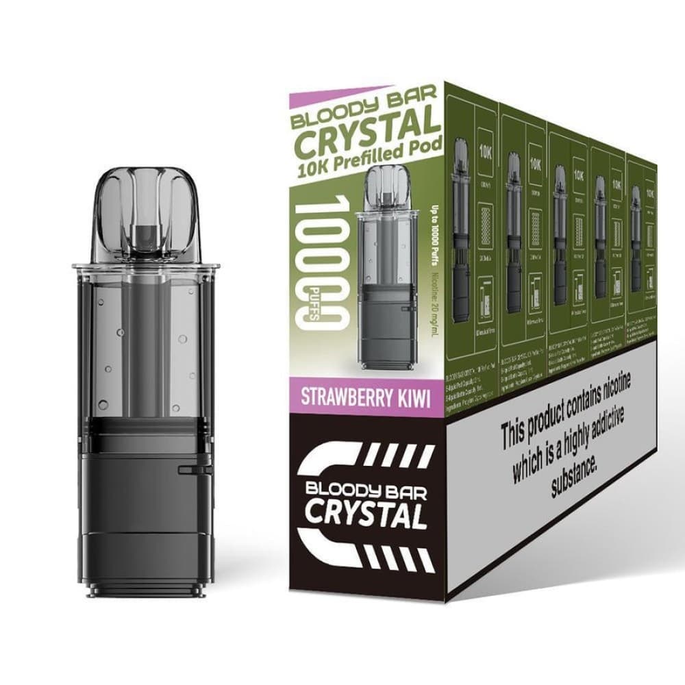  Strawberry Kiwi Bloody Bar Crystal 10k Replacement Pods Pack of 5