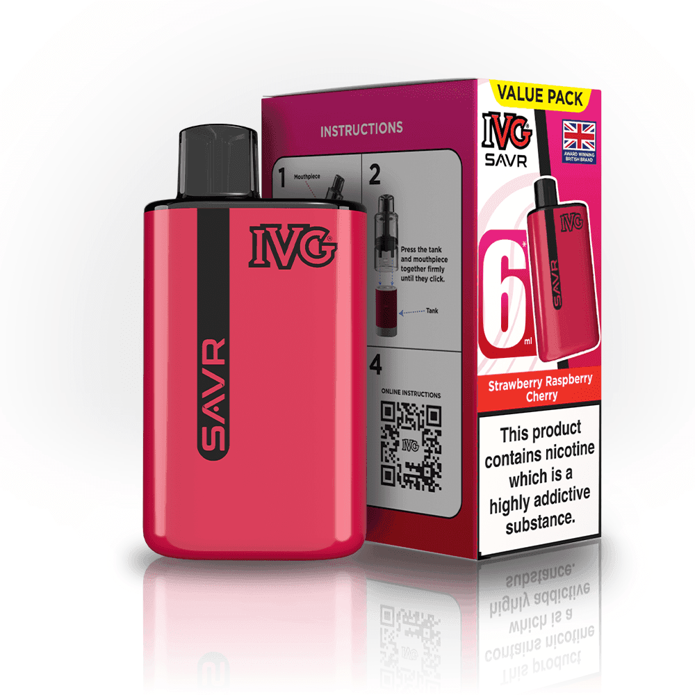  Strawberry Raspberry Cherry IVG SAVR 3000 Disposable Vape Box of 5