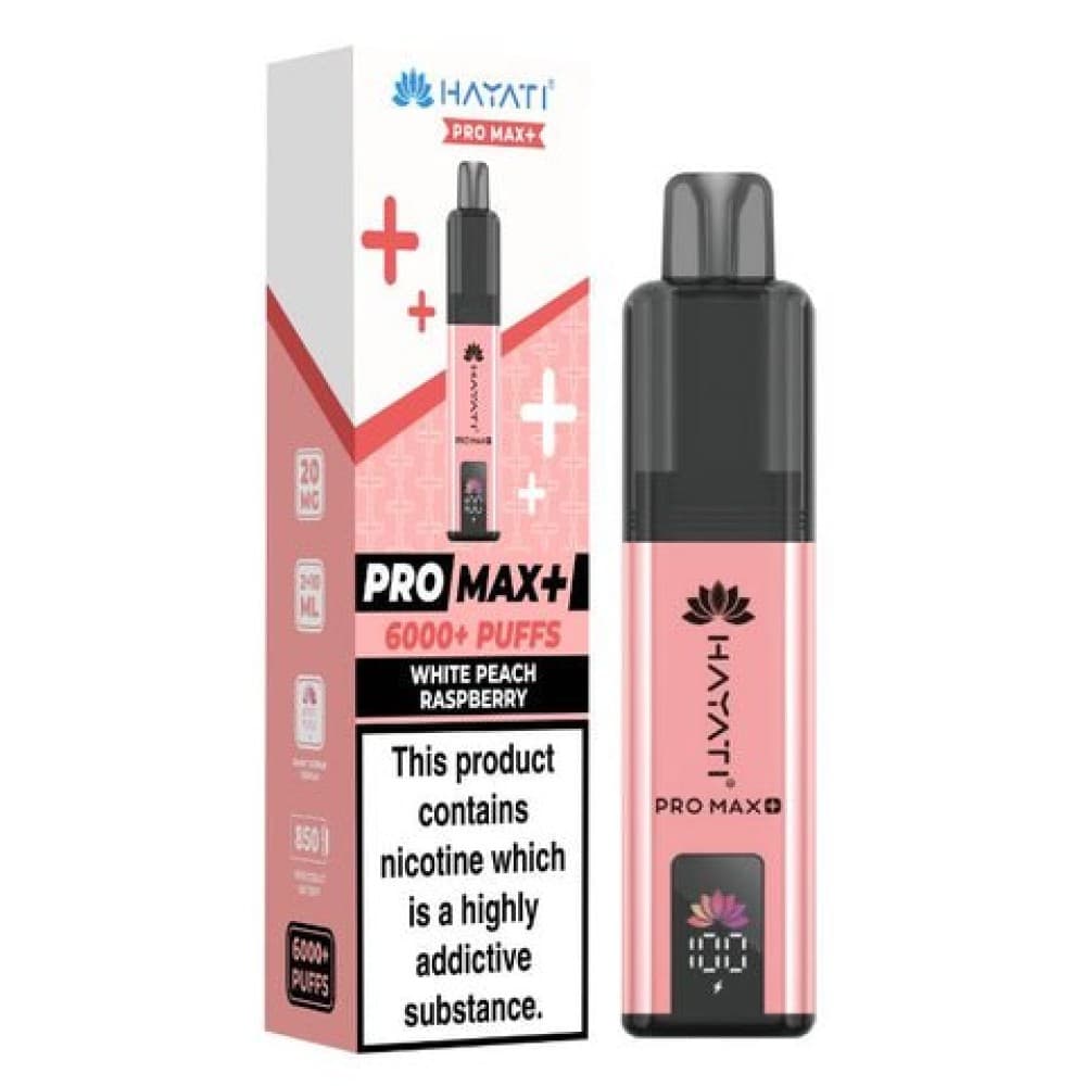  White Peach Raspberry Hayati Pro Max+ 6000 Prefilled Pod Vape Kit