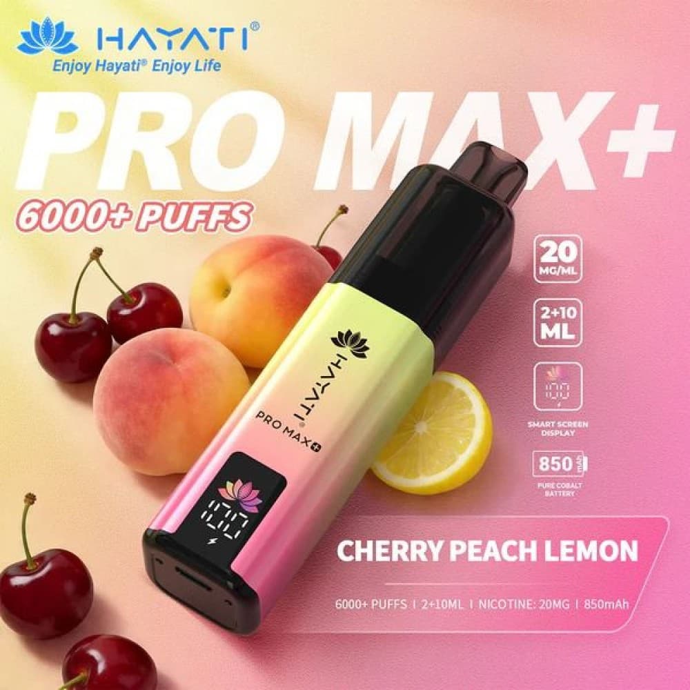  Cherry Peach Lemon *New* Hayati Pro Max+ 6000 Prefilled Pod Vape Kit