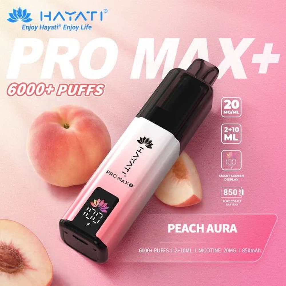  Peach Aura *New* Hayati Pro Max+ 6000 Prefilled Pod Vape Kit