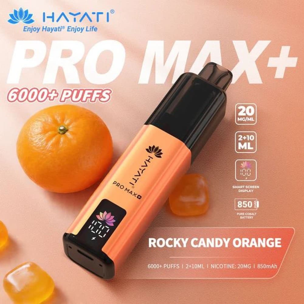  Rocky Candy Orange *New* Hayati Pro Max+ 6000 Prefilled Pod Vape Kit