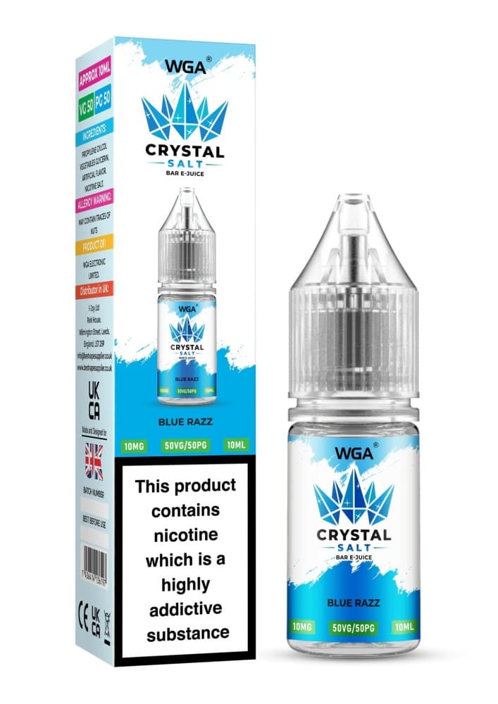 Blue Razz / 10mg WGA Crystal Nic Salt 10ml E-Liquid Box of 10