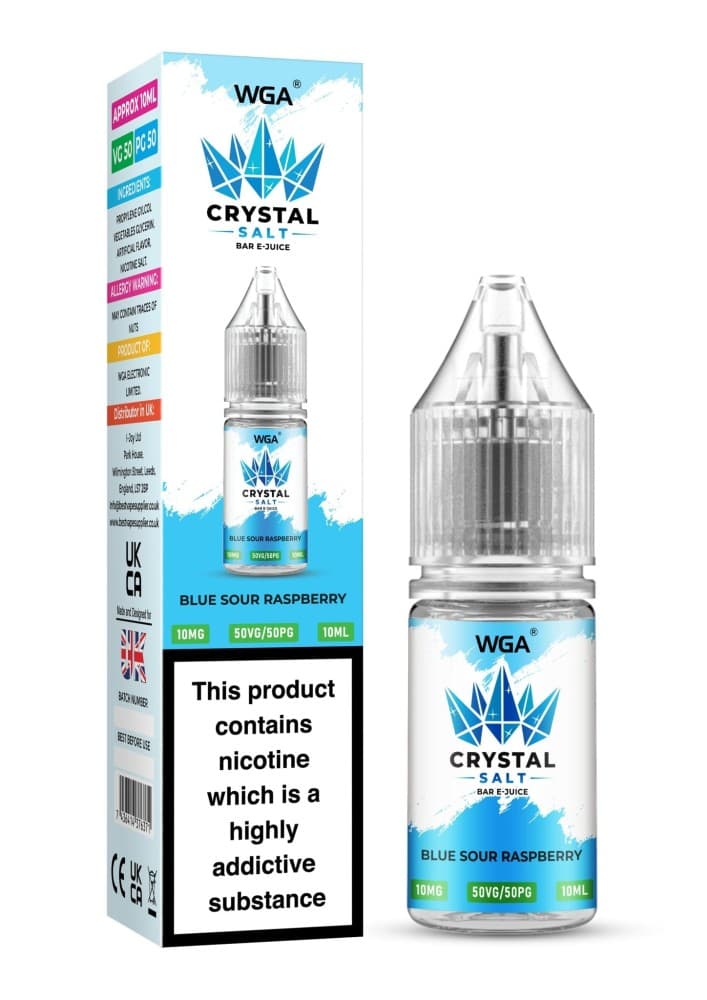  Blue Sour Raspberry / 10mg WGA Crystal Nic Salt 10ml E-Liquid Box of 10