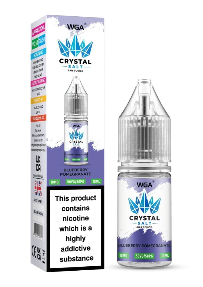  Blueberry Pomegranate / 10mg WGA Crystal Nic Salt 10ml E-Liquid Box of 10