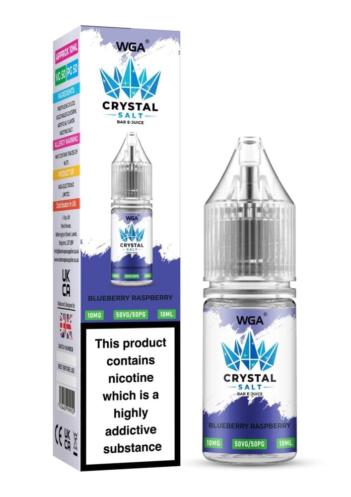  Blueberry Raspberry / 10mg WGA Crystal Nic Salt 10ml E-Liquid Box of 10