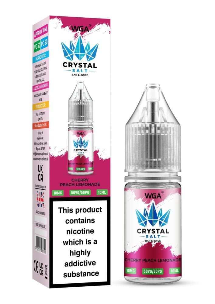  Cherry Peach Lemonade / 10mg WGA Crystal Nic Salt 10ml E-Liquid Box of 10