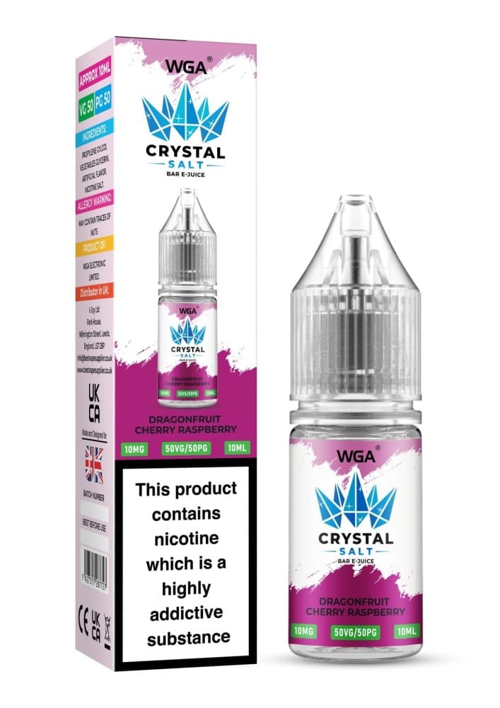  Dragonfruit Cherry Raspberry / 10mg WGA Crystal Nic Salt 10ml E-Liquid Box of 10
