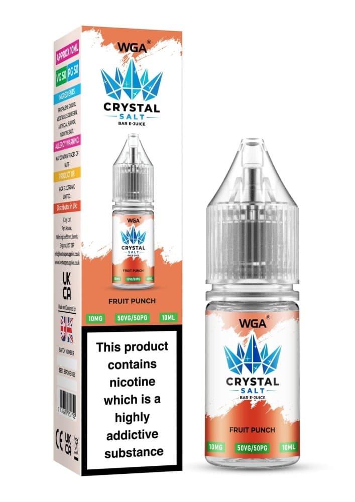  Fruit Punch / 10mg WGA Crystal Nic Salt 10ml E-Liquid Box of 10