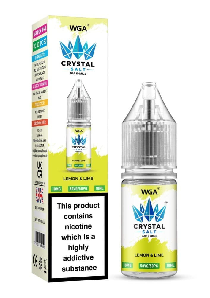  Lemon & Lime / 10mg WGA Crystal Nic Salt 10ml E-Liquid Box of 10