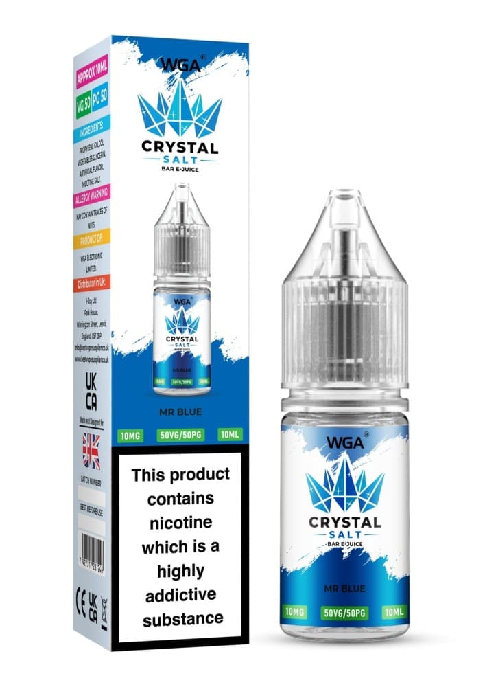  Mr Blue / 10mg WGA Crystal Nic Salt 10ml E-Liquid Box of 10