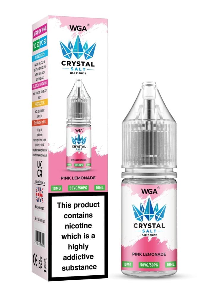  Pink Lemonade / 10mg WGA Crystal Nic Salt 10ml E-Liquid Box of 10