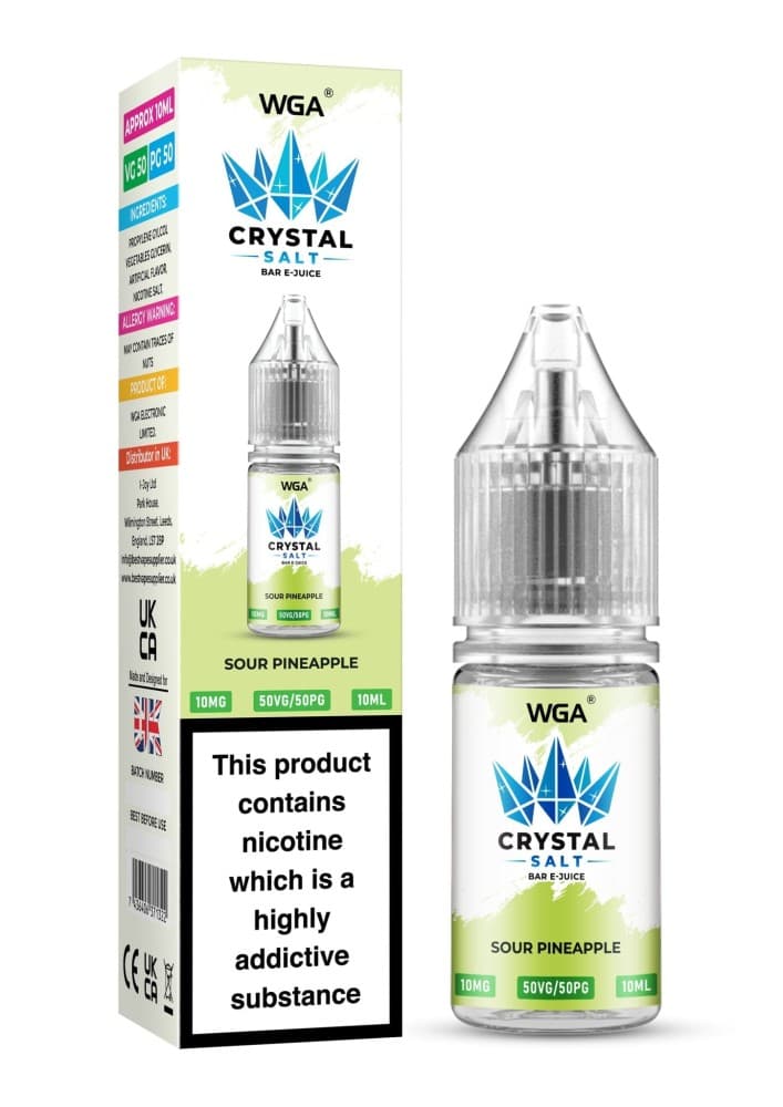  Sour Pineapple / 10mg WGA Crystal Nic Salt 10ml E-Liquid Box of 10