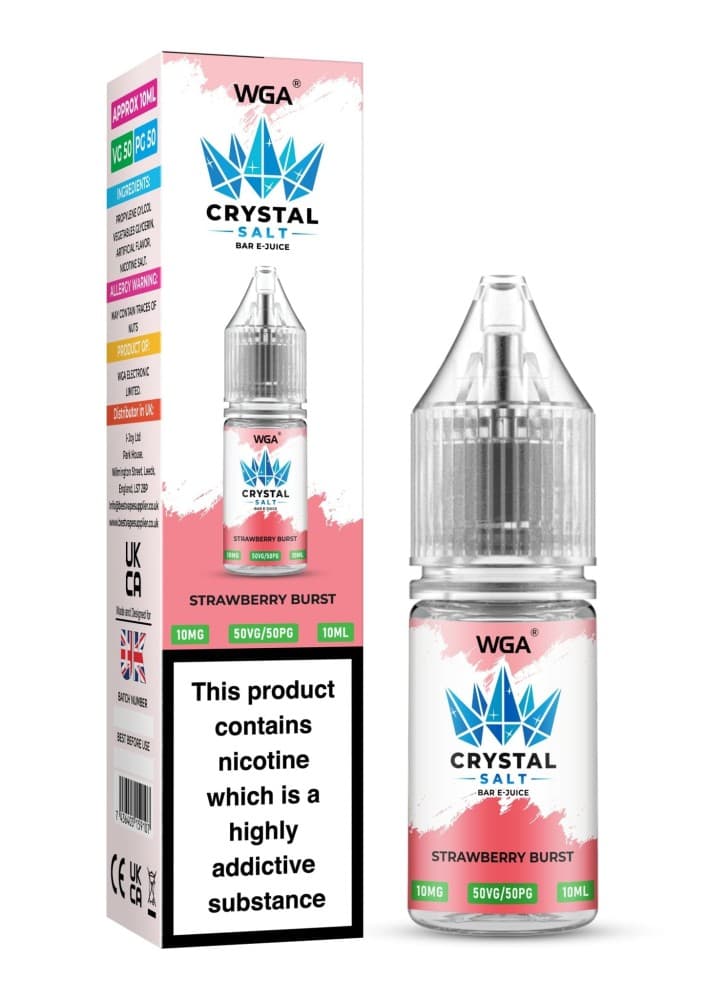  Strawberry Burst / 10mg WGA Crystal Nic Salt 10ml E-Liquid Box of 10