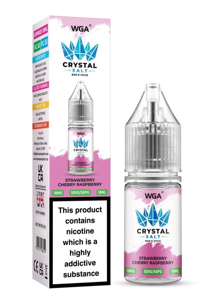  Strawberry Cherry Raspberry / 10mg WGA Crystal Nic Salt 10ml E-Liquid Box of 10
