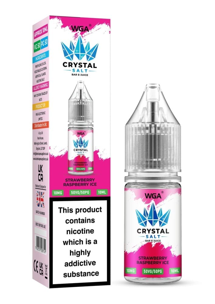  Strawberry Raspberry Ice / 10mg WGA Crystal Nic Salt 10ml E-Liquid Box of 10