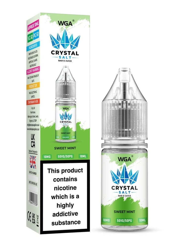  Sweet Mint / 10mg WGA Crystal Nic Salt 10ml E-Liquid Box of 10