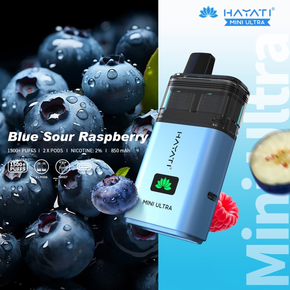  Blue Sour Raspberry Hayati Mini Ultra 1500 Disposable Vape