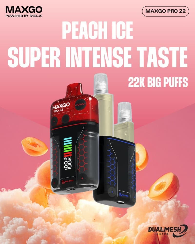  Peach Ice RELX Maxgo 22k Prefilled Pod Vape - Box of 5