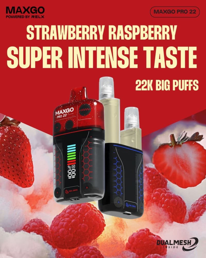  Strawberry Raspberry RELX Maxgo 22k Prefilled Pod Vape - Box of 5