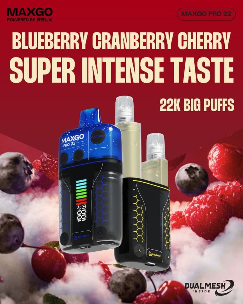  Blueberry Cranberry Cherry RELX Maxgo 22k Prefilled Pod Vape - Box of 5