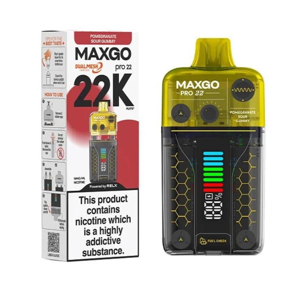  Pomegranate Sour Gummy *New* RELX Maxgo 22k Prefilled Pod Vape - Box of 5