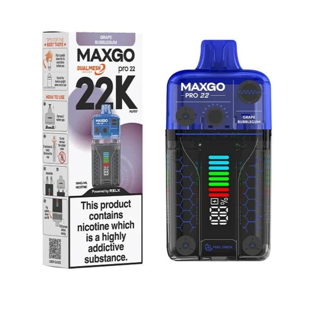  Grape Bubblegum *New* RELX Maxgo 22k Prefilled Pod Vape - Box of 5