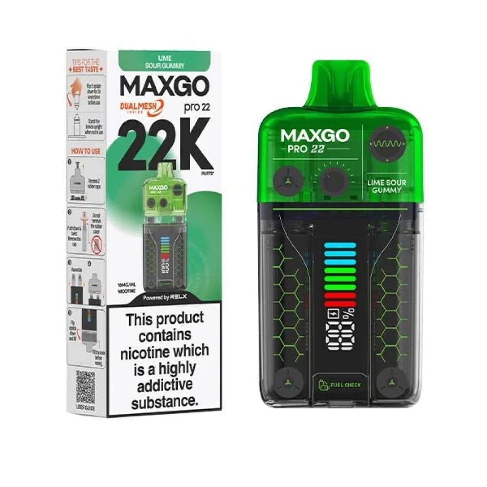  Lime Sour Gummy *New* RELX Maxgo 22k Prefilled Pod Vape - Box of 5