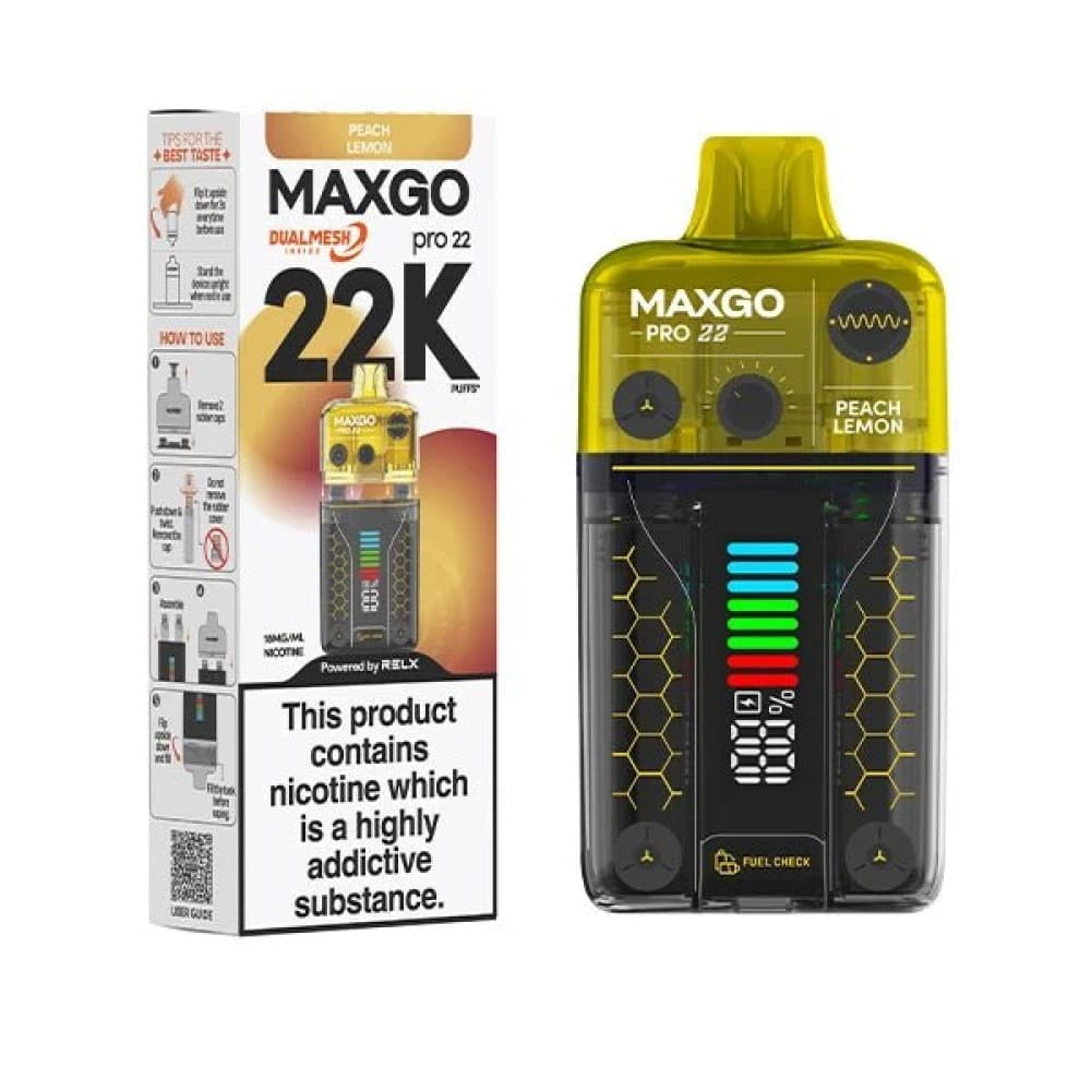  Peach Lemon *New* RELX Maxgo 22k Prefilled Pod Vape - Box of 5